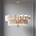 Modern White Wavy Folded Design Chandelier With Gold Metal Accent For Interior Decor
