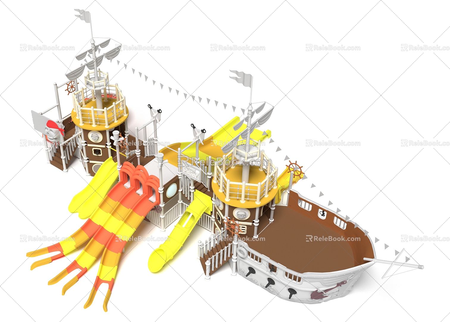 Pirate Ship Ocean Paradise Children's Paradise Climbing Paradise Slide Crawl Drill Net 3d model