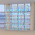 Hanging Art Installation With Colorful Transparent Bubbles Paper Strips Large Windows And Blue Sky