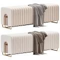Light Gray Dark Brown Sofa Bench Vertical Tufted Design Gold Metal Legs Gray Throw Blanket