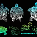 Turtle Animal 2D Silhouette 3d model