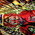 Modern Bar Interior With Colorful Neon Lights Mirrored Floors And Arched Decorations