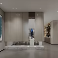 Front Desk Reception Area With Modern Design Wooden Counter And Stylish Chandelier Lighting
