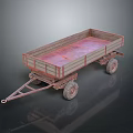 Vintage Utility Trailer With Wooden Floor Red Frame And Metal Wheels