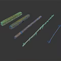 Household Cleaning Brushes with Long Wooden Handles and Green Sponge Heads