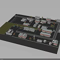 Modern Urban Scale Model With Buildings Roads Green Areas And Facilities