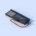 EAGET Black USB Flash Drive With Red Lanyard And Portable Design 3d model