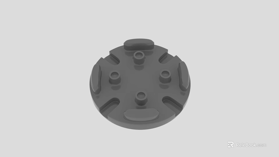Exquisite Carved Circular Decorative Piece with Multiple Pegs and Edge Protrusions in Gray 3d model 