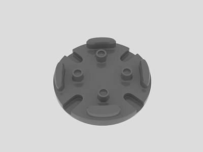 Exquisite Carved Circular Decorative Piece with Multiple Pegs and Edge Protrusions in Gray 3d model
