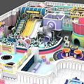 Indoor Playground With Colorful Slide Ball Pit Interactive Game Area And Small Shops 3d model