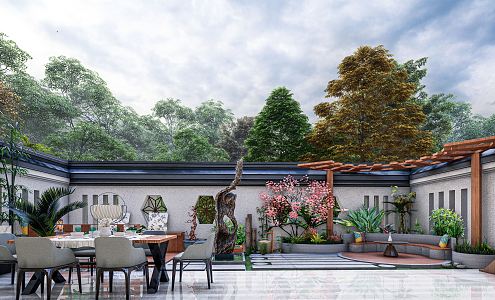 New Chinese Courtyard Garden 3d model