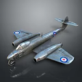 Silver Metallic Airplane Model With Twin Engines Round Wing Emblems And Landing Gear