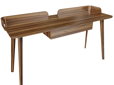 Modern Wooden Desk Featuring Wood Grain Single Drawer And Slim Legs 3d model