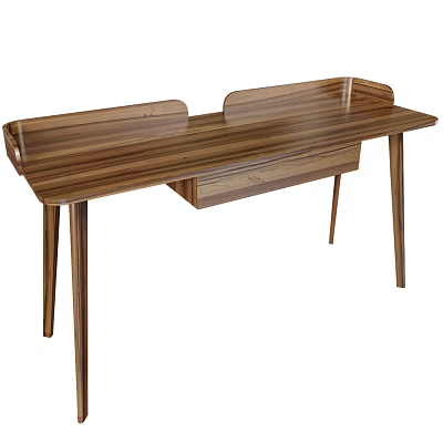 Modern Wooden Desk Featuring Wood Grain Single Drawer And Slim Legs 3d model