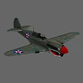 Vintage Green Fighter Plane With Red Shark Mouth And Star Emblems On Wings
