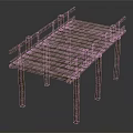 Natural Rustic Wooden Bridge Structure With Railings And Support Posts