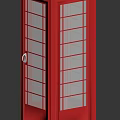 Red Telephone Booth With Glass Panels And Red Frame Structure 3d model