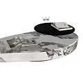 Modern Marble Texture Coffee Table With Tray Wine Glasses And Books