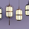 Various Lantern Style Chandeliers With White Glass Shades Black Gold Metal Frames And Tassels