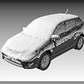 Snow Covered White SUV Car Featuring Roof Antenna And Alloy Wheels