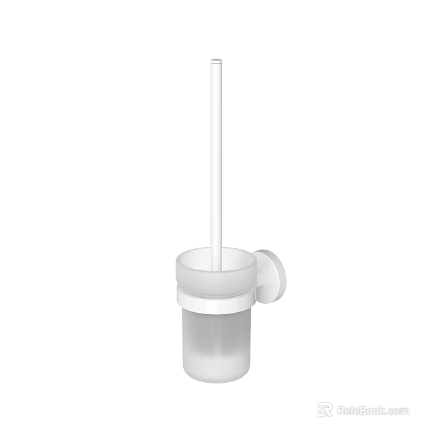 Wall Mounted Toilet Brush Holder White Modern Bathroom Accessories with Sleek Design 3d model 