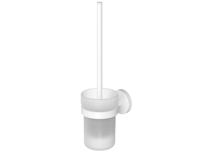 Wall Mounted Toilet Brush Holder White Modern Bathroom Accessories with Sleek Design 3d model