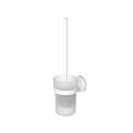Wall Mounted Toilet Brush Holder White Modern Bathroom Accessories with Sleek Design