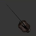 Shiny Metallic Scimitar Weapon With Curved Blade And Ornate Hilt On Dark Background