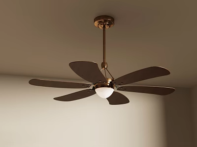 Modern Brass Ceiling Chandelier With Brown Blades And White Light Fixture 3d model