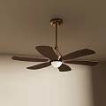 Modern Brass Ceiling Chandelier With Brown Blades And White Light Fixture
