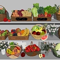 Modern fruit vegetable box fruit vegetable combination 3d model