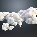 Modern White Cloud like Fluffy Landscape Sculpture with Irregular Abstract Form