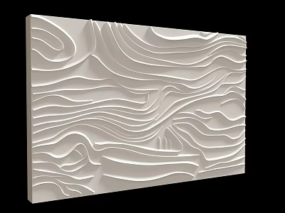 White Wavy Textured Background Wall With 3D Modern Decor Design 3d model