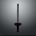 Shiny Vertical Metal Rod With Black Base And Red Ring Decoration