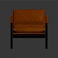 Stylish Modern Orange Upholstered Armchair With Black Metal Frame