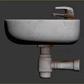 Two White Ceramic Washbasins with Modern Faucets in Bathroom Decor Setup 3d model