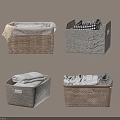 Woven and Fabric Storage Baskets With Folded Clothes for Home Organization