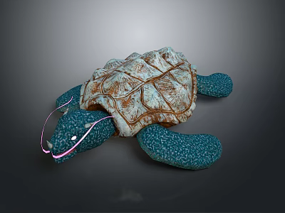 Detailed Reptile Turtle Featuring Textured Brown White Shell And Blue Scaly Limbs 3d model