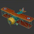Colorful Aerospace Biplane Model With Orange Wings Blue Fuselage Red Tail Fin And Yellow Propeller
