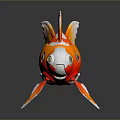 Mechanical Orange And White Goldfish With Glowing Eyes And Robotic Fins