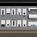 Various Wall Mounted Water Heaters Display With Different Designs And Controls 3d model