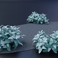 Three Green Plant Shaped Decorative Lights With Turquoise Leaves And White Spots On Dark Background