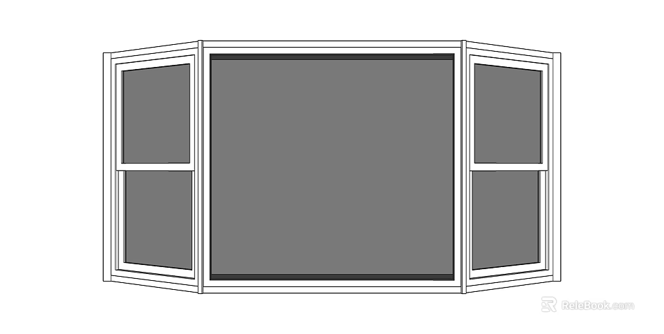 Foldable Room Divider With Central Large Panel And Side Smaller Panels 3d model