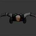 Man In Tactical Armored Outfit With Arms Outstretched On Gray Gradient Background