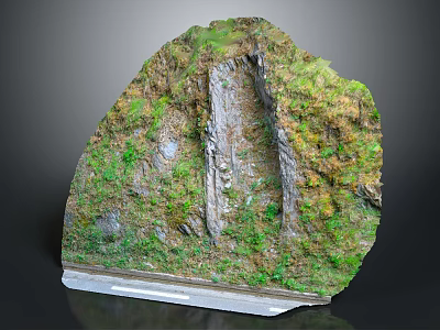Garden Landscape Rockery Design With Green Vegetation And Natural Stone Texture 3d model