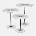 Round Coffee Tables with Wooden Tops and Black Metal Legs in Different Heights