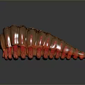 3D Rendered Biomorphic Form With Brown Red Texture And Segmented Structure On Dark Background