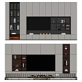 Modern TV Wall Design With Built in Cabinets Storage Shelves And Lighting