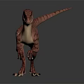 Realistic Red Velociraptor Dinosaur 3D Render In Walking Pose With Detailed Texture 3d model