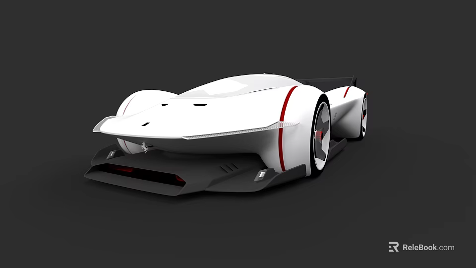 White Sports Car With Streamlined Design Red Accents And Modern Futuristic Look 3d model 